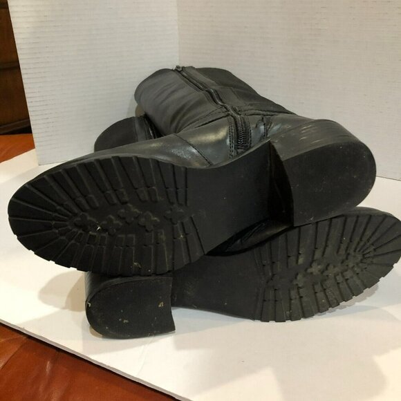 Anne Klein Akelin Flex Black Leather Pull-On Knee High Riding Boots Size 7 - Picture 8 of 13